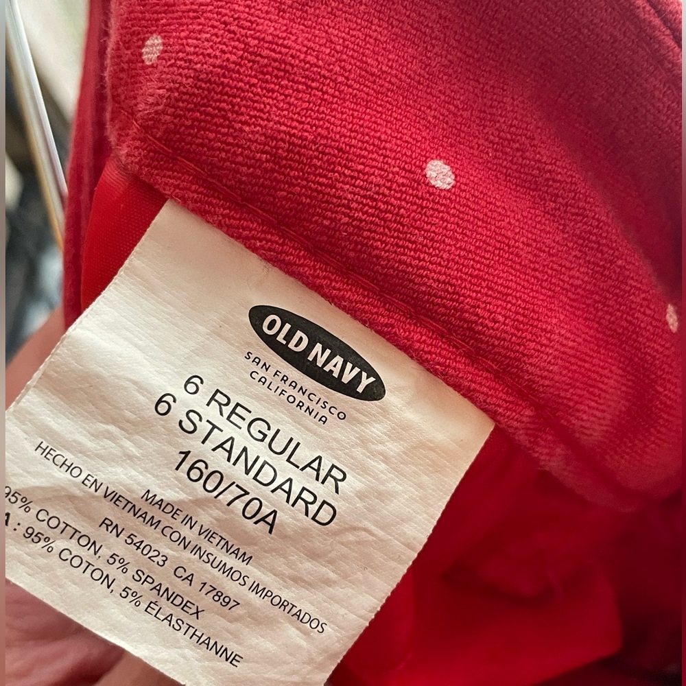 Old Navy Red Pixie Pants with White Dots - Picture 3 of 4